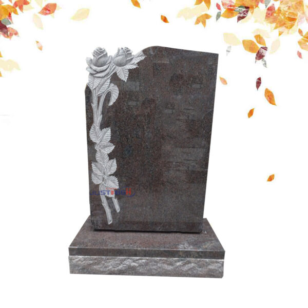Pierre tombale de granit de sculpture de fleurs