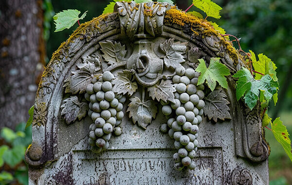 What do grapes mean on a headstone
