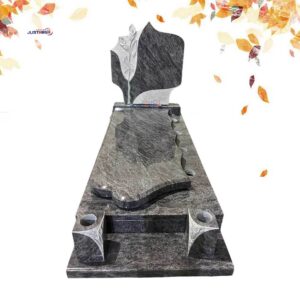 Fournisseur de pierres tombales en granit bleu massif avec sculptures florales