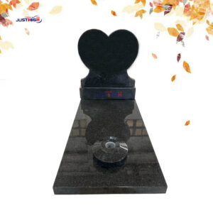 Impala Pierre Tombale Noire en Granit Impala en Forme de Cœur