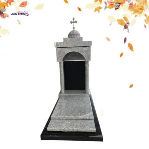 Monument Funéraire Gris avec Croix en Granit